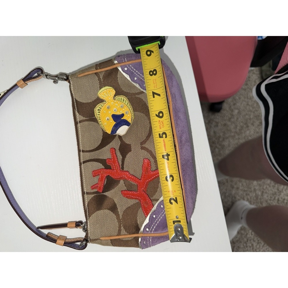 Coach Tropical Fish Signature C Mini Shoulder Bag Purse Beige Vintage Y2K # 1491 - Picture 9 of 10